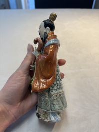 Three Chinese famille rose figures, Cai Yong Xin Zao 蔡永新造 mark, 19/20th C.