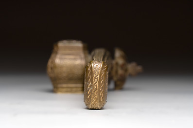 A brass weight, an inkwell, a box and a jade saucer, incl. Mughal, Ottoman and Qajar, 18/20th C.