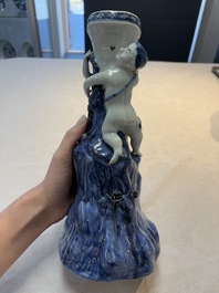 A pair of Chinese blue and white stands after Meissen example, Qianlong