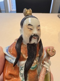 Three Chinese famille rose figures, Cai Yong Xin Zao 蔡永新造 mark, 19/20th C.
