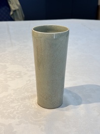 A rare Chinese Longquan celadon cylindrical vase, Southern Song