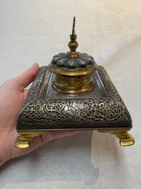 An Orientalist gilt and tinned bronze inkwell, probably France, 19th C.