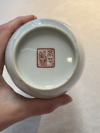 A pair of Chinese famille rose vases with two goddesses, Xi Ping Cao Lu 希平草廬 mark, Republic