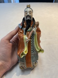 Three Chinese famille rose figures, Cai Yong Xin Zao 蔡永新造 mark, 19/20th C.
