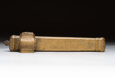 A brass weight, an inkwell, a box and a jade saucer, incl. Mughal, Ottoman and Qajar, 18/20th C.