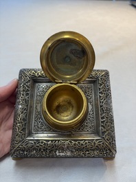 An Orientalist gilt and tinned bronze inkwell, probably France, 19th C.