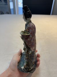 Three Chinese famille rose figures, Cai Yong Xin Zao 蔡永新造 mark, 19/20th C.