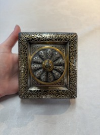 An Orientalist gilt and tinned bronze inkwell, probably France, 19th C.