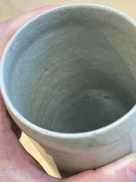 A rare Chinese Longquan celadon cylindrical vase, Southern Song
