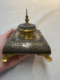 An Orientalist gilt and tinned bronze inkwell, probably France, 19th C.
