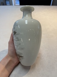 A pair of Chinese famille rose vases with two goddesses, Xi Ping Cao Lu 希平草廬 mark, Republic