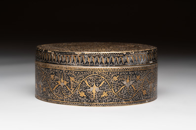 A brass weight, an inkwell, a box and a jade saucer, incl. Mughal, Ottoman and Qajar, 18/20th C.