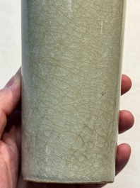 A rare Chinese Longquan celadon cylindrical vase, Southern Song