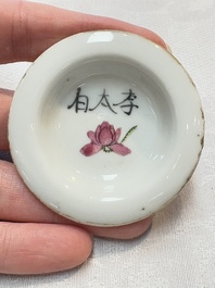 A Chinese 'Wu Shuang Pu' covered teapot and a qianjiang cai covered tea caddy, signed Lei Guangheng 雷光亨, 19th C.