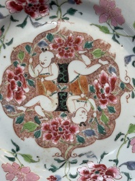 A Chinese famille rose 'He He Er Xian' plate, Yongzheng/Qianlong