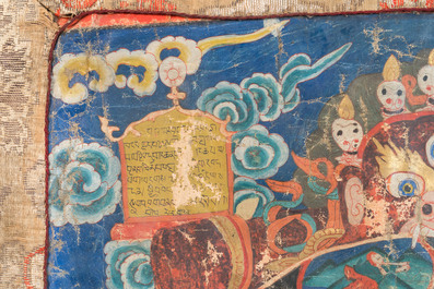 A Tibetan thangka depicting the Wheel of Life, Bhavacakra, 19th C.