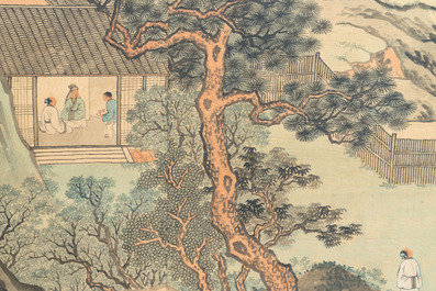 Wu Yunzhuang 吴允庄 (1903-1972):  'Mountainous landscape', signed Yanxi 砚溪 and Ya Yi Shan Jiao 雅宜山樵, dated 1958