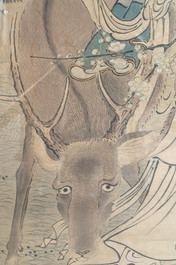 Hasegawa Settan 长谷川雪旦(1778-1843): 'Portrait of Sesshū 雪舟圖', ink and colour on silk