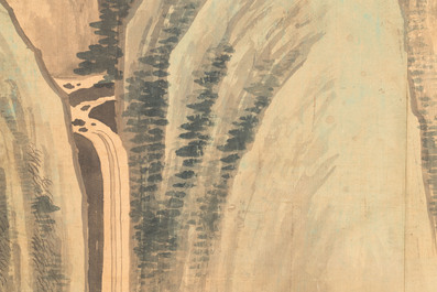 Wu Yunzhuang 吴允庄 (1903-1972):  'Mountainous landscape', signed Yanxi 砚溪 and Ya Yi Shan Jiao 雅宜山樵, dated 1958