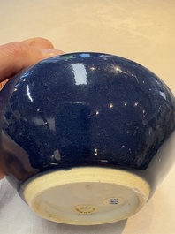 A Chinese sacrificial blue-glazed bowl, 17/18th C.