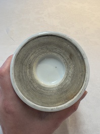 A Chinese famille verte 'Xi Xiang Ji' brush pot, Xue Gu Zhai 學古齋 mark, 19th C.
