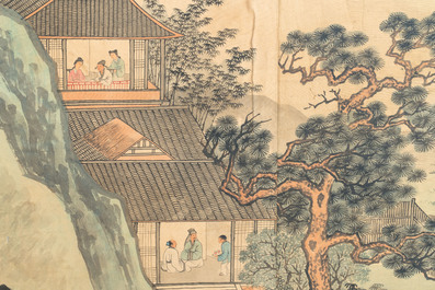 Wu Yunzhuang 吴允庄 (1903-1972):  'Mountainous landscape', signed Yanxi 砚溪 and Ya Yi Shan Jiao 雅宜山樵, dated 1958