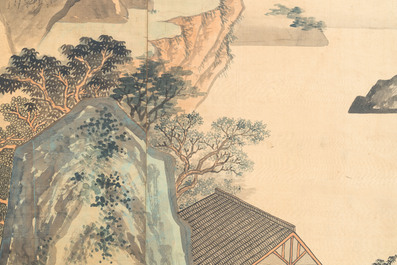 Wu Yunzhuang 吴允庄 (1903-1972):  'Mountainous landscape', signed Yanxi 砚溪 and Ya Yi Shan Jiao 雅宜山樵, dated 1958