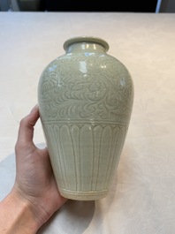 A Chinese qingbai vase with floral design, Song/Yuan
