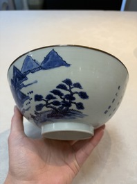 A Chinese 'Bleu de Hue' bowl with the Hai Van mountains for the Vietnamese market, Thanh Ngoan mark for Nguyen Phuc Chu, Kangxi