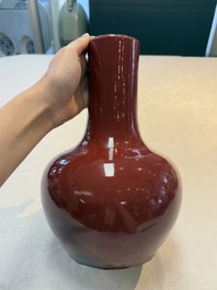 A Chinese copper-red-glazed bottle vase, 19th C.