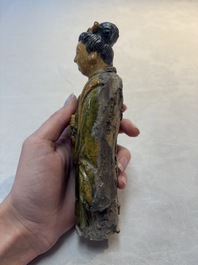Three Chinese sancai-glazed figures of deities, Ming