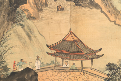 Wu Yunzhuang 吴允庄 (1903-1972):  'Mountainous landscape', signed Yanxi 砚溪 and Ya Yi Shan Jiao 雅宜山樵, dated 1958