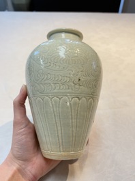 A Chinese qingbai vase with floral design, Song/Yuan