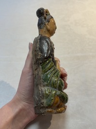 Three Chinese sancai-glazed figures of deities, Ming