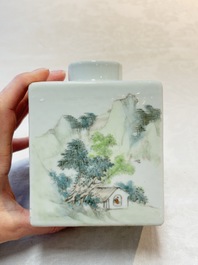 A Chinese 'Wu Shuang Pu' covered teapot and a qianjiang cai covered tea caddy, signed Lei Guangheng 雷光亨, 19th C.