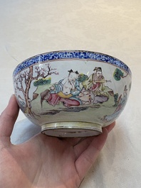 A Chinese Canton enamel 'Eight Immortals' bowl, 18th C.