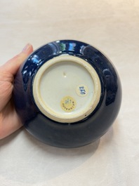 A Chinese sacrificial blue-glazed bowl, 17/18th C.