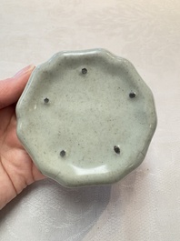 A Chinese guan-type flower-shaped brush washer, Song or later