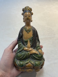 Three Chinese sancai-glazed figures of deities, Ming