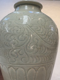 A Chinese qingbai vase with floral design, Song/Yuan