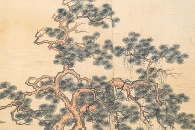 Wu Yunzhuang 吴允庄 (1903-1972):  'Mountainous landscape', signed Yanxi 砚溪 and Ya Yi Shan Jiao 雅宜山樵, dated 1958
