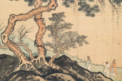 Wu Yunzhuang 吴允庄 (1903-1972):  'Mountainous landscape', signed Yanxi 砚溪 and Ya Yi Shan Jiao 雅宜山樵, dated 1958