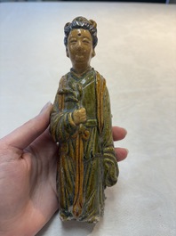 Three Chinese sancai-glazed figures of deities, Ming