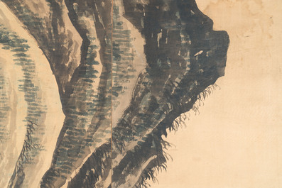 Wu Yunzhuang 吴允庄 (1903-1972):  'Mountainous landscape', signed Yanxi 砚溪 and Ya Yi Shan Jiao 雅宜山樵, dated 1958
