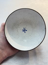 A Chinese Canton enamel 'Eight Immortals' bowl, 18th C.