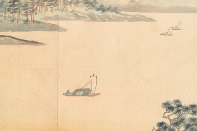 Wu Yunzhuang 吴允庄 (1903-1972):  'Mountainous landscape', signed Yanxi 砚溪 and Ya Yi Shan Jiao 雅宜山樵, dated 1958