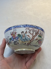 A Chinese Canton enamel 'Eight Immortals' bowl, 18th C.