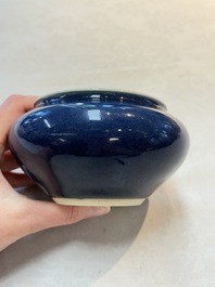 A Chinese sacrificial blue-glazed bowl, 17/18th C.