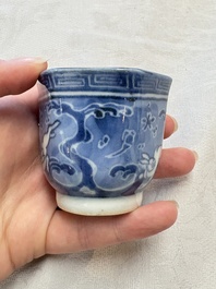 A Japanese blue and white 'rabbit' cup and a 'deer' plate, Edo, 17th C.