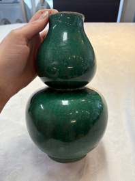 Four Chinese green crackle-glazed vases, 19th C.
